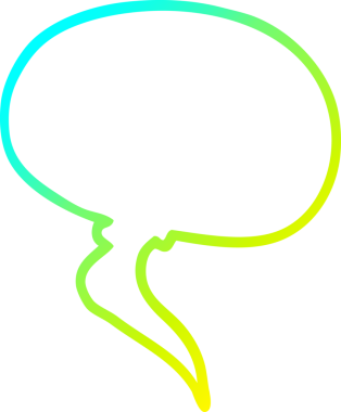 Bir insan tarafından çizilmiş bir çizgi film konuşma baloncuğunun soğuk gradyan çizimi