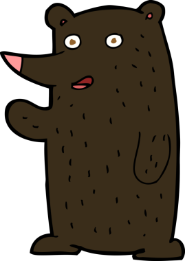 Bir insan tarafından çizilmiş siyah ayı sallayan çizgi film.