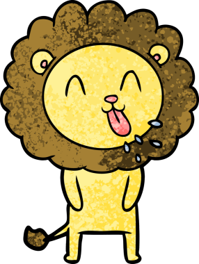 Bir insan tarafından çizilmiş mutlu çizgi film aslanı.