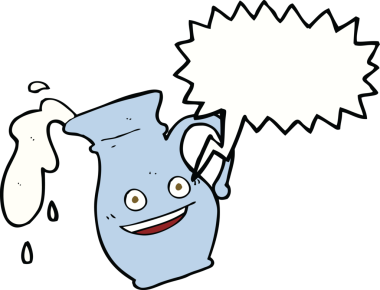 bir insan tarafından çizilmiş konuşma balonlu süt sürahisi.