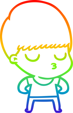 Gökkuşağı gradyan çizgi çizimi bir insan tarafından çizilmiş sakin bir çocuk