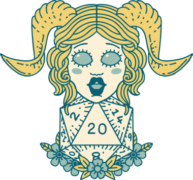 Retro Dövme Biçimi Bir insan tarafından çizilmiş doğal yirmi zar atışıyla düzenleme