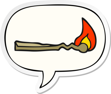 bir insan tarafından çizilmiş konuşma kabarcığı etiketli çizgi film yakma kibriti