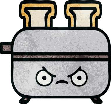 Bir insan tarafından çizilmiş bir tost makinesinin retro grunge doku karikatürü