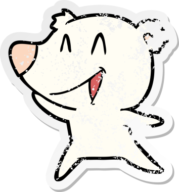 Bir insan tarafından çizilmiş gülen kutup ayısı karikatürü.