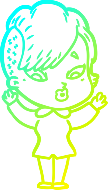 Bir karikatür çizimi, bir insan tarafından çizilmiş bir kızı şaşırttı.