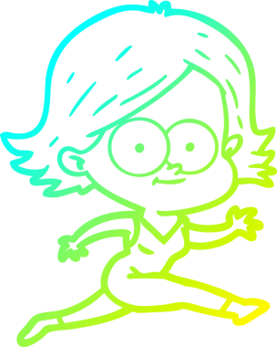 Bir insan tarafından çizilmiş mutlu çizgi film kızı çizimi.