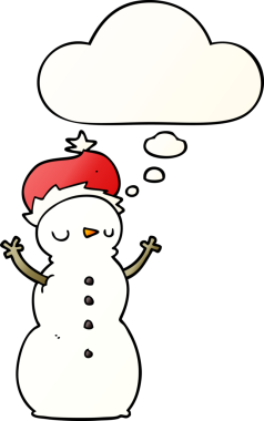 Düşünce baloncuğu olan kardan adam bir insan tarafından çizilmiş.