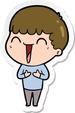 Bir insan tarafından çizilmiş mutlu bir adamın çıkartması.