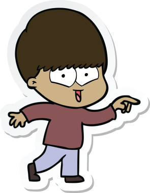 Bir insan tarafından çizilmiş mutlu bir çocuğun çıkartması.