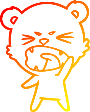 Bir insan tarafından çizilmiş kızgın bir çizgi film ayısının sıcak çizgi çizimi