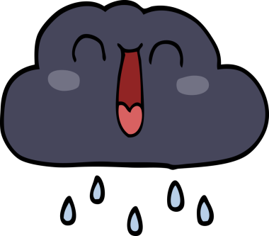 Bir insan tarafından çizilmiş mutlu bir yağmur bulutunun karalaması
