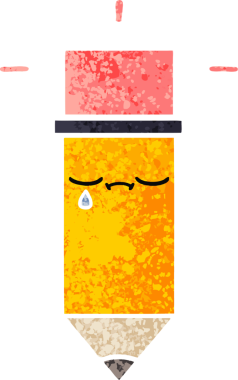 Bir insan tarafından çizilmiş bir kalemin retro çizim tarzı karikatürü