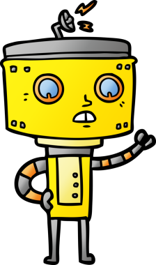 Bir insan tarafından çizilmiş çizgi film robotu