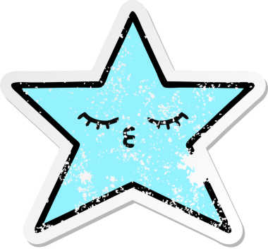 Bir insan tarafından çizilmiş sevimli bir yıldız balığının sıkıntılı çıkartması.