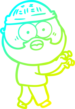 Bir insan tarafından çizilmiş sakallı bir adamın soğuk çizgi çizimi.