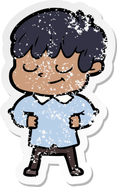 Bir insan tarafından çizilmiş mutlu bir çocuğun sıkıntılı çıkartması.