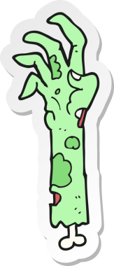 Bir insan tarafından çizilmiş bir zombi kolunun çıkartması.