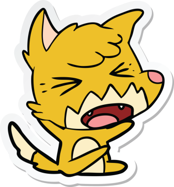 Bir insan tarafından çizilmiş kızgın bir tilkinin çıkartması.