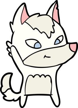 Bir insan tarafından çizilmiş dost canlısı bir kurt.