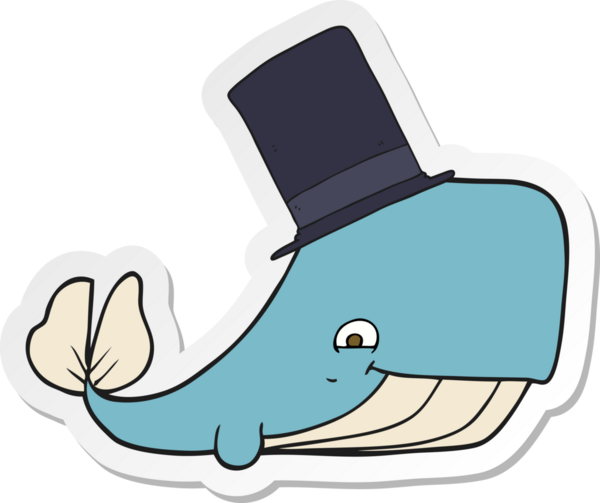 Bir insan tarafından çizilmiş silindir şapkalı bir balinanın çıkartması.