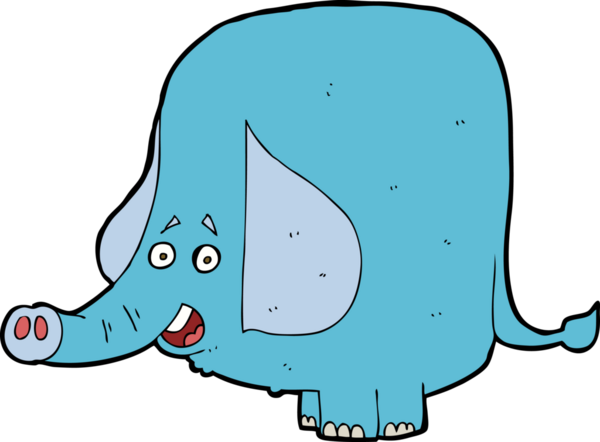 Bir insan tarafından çizilmiş komik bir fil.