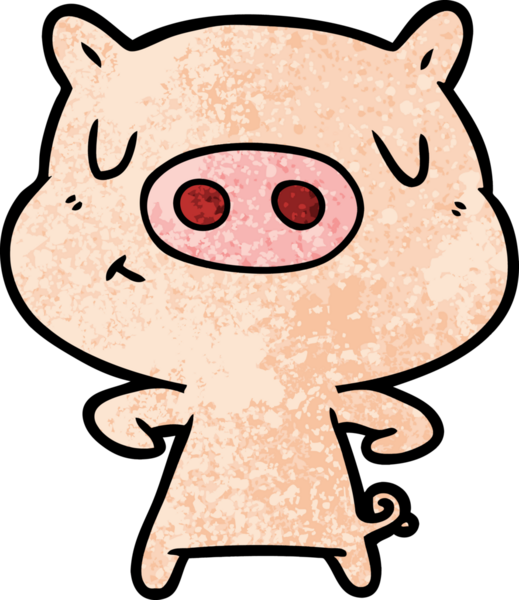 Bir insan tarafından çizilmiş çizgi film içerikli domuz.