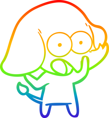 Gökkuşağı gradyan çizgisi bir insan tarafından çizilmiş şirin bir fil çizimi