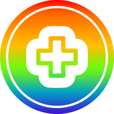 Gökkuşağı gradyanı olan dairesel bitiş simgesi ile gökkuşağı gradyanı bir insan tarafından çizilmiş.