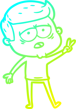 Bir insan tarafından çizilmiş, yorgun bir adamın soğuk çizgi çizimi.