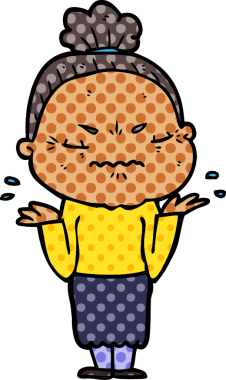 Çizgi film bir insan tarafından çizilmiş yaşlı bir kadın tarafından rahatsız edildi.