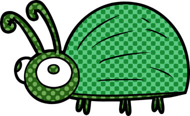 Bir insan tarafından çizilmiş sevimli çizgi film böceği.