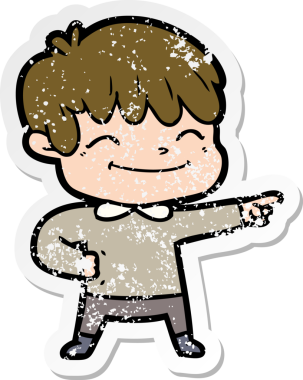 Bir insan tarafından çizilmiş mutlu bir çocuğun sıkıntılı çıkartması.