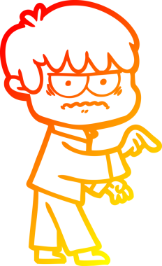 Bir insan tarafından çizilmiş kızgın çizgi film çocuğunun sıcak çizgi çizimi.