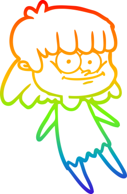 Bir insan tarafından çizilmiş gülümseyen bir karikatür çizimi.