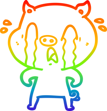 gökkuşağı gradyan çizimi bir insan tarafından çizilmiş ağlayan domuz çizgi filmi