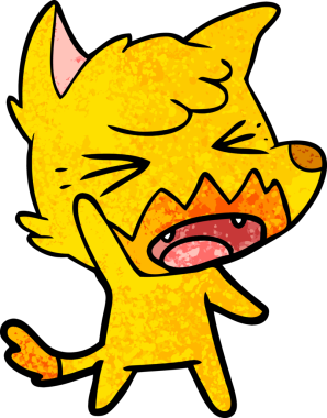 Bir insan tarafından çizilmiş tilki çizgi film karakteri