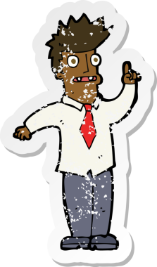 İnsan tarafından çizilmiş bir fikri olan karikatürcü bir adamın gerilimli çıkartması.