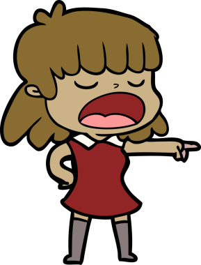 Çizgi filmdeki kadın bir insan tarafından yüksek sesle çizilmiş.