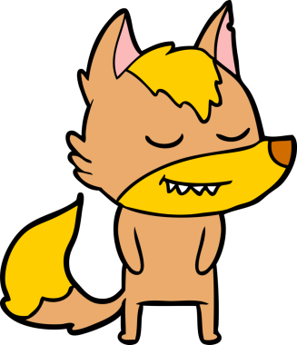 Bir insan tarafından çizilmiş tilki çizgi film karakteri