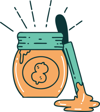 Bir insan tarafından çizilmiş geleneksel dövmeli fıstık ezmesi.