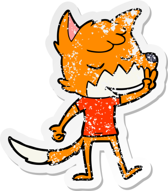 Bir insan tarafından çizilmiş dost canlısı bir tilkinin sıkıntılı çıkartması.