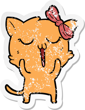 Bir insan tarafından çizilmiş karikatür bir kedinin sıkıntılı çıkartması.