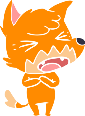 bir insan tarafından çizilmiş kızgın düz renkli tilki çizimi