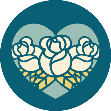 Bir insan tarafından çizilmiş kalp ve çiçeklerin ikonik dövme şekli