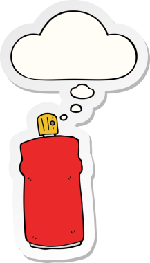 Düşünce baloncuklu çizgi film spreyi insan tarafından çizilmiş bir çıkartma.