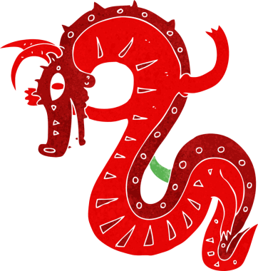 Bir insan tarafından çizilmiş Sakson ejderha çizgi filmi.