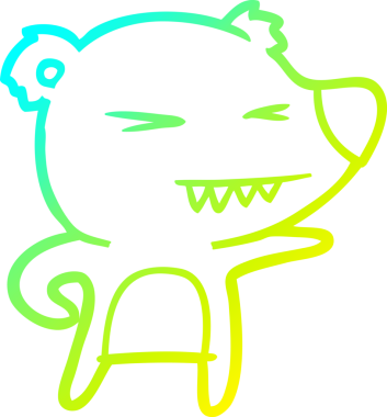 Bir insan tarafından çizilen kızgın ayı karikatürünün soğuk gradyan çizgisi