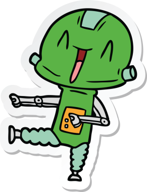 Bir insan tarafından çizilmiş robot karikatür çıkartması.