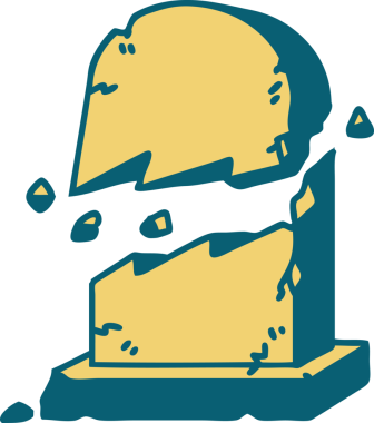 Bir insan tarafından çizilmiş kırık bir mezar taşının sembolik dövmesi.